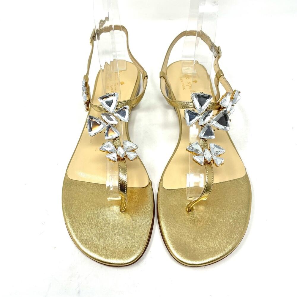 NEW Kate Spade Crystal & Silk Ankle Strap Dress Sandal in Gold Women's 8.5 $260